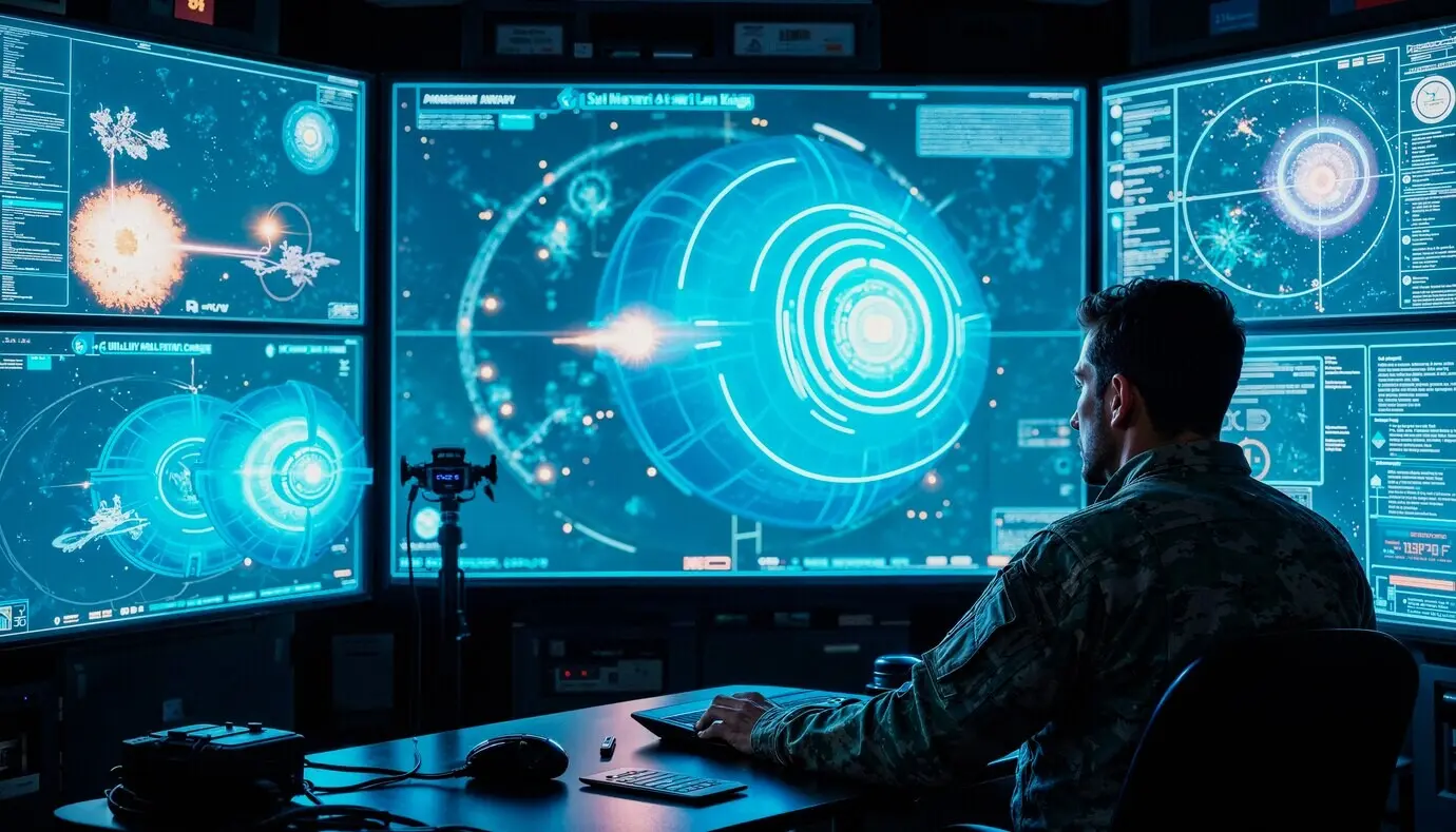 Futuristic monitoring at a military command center